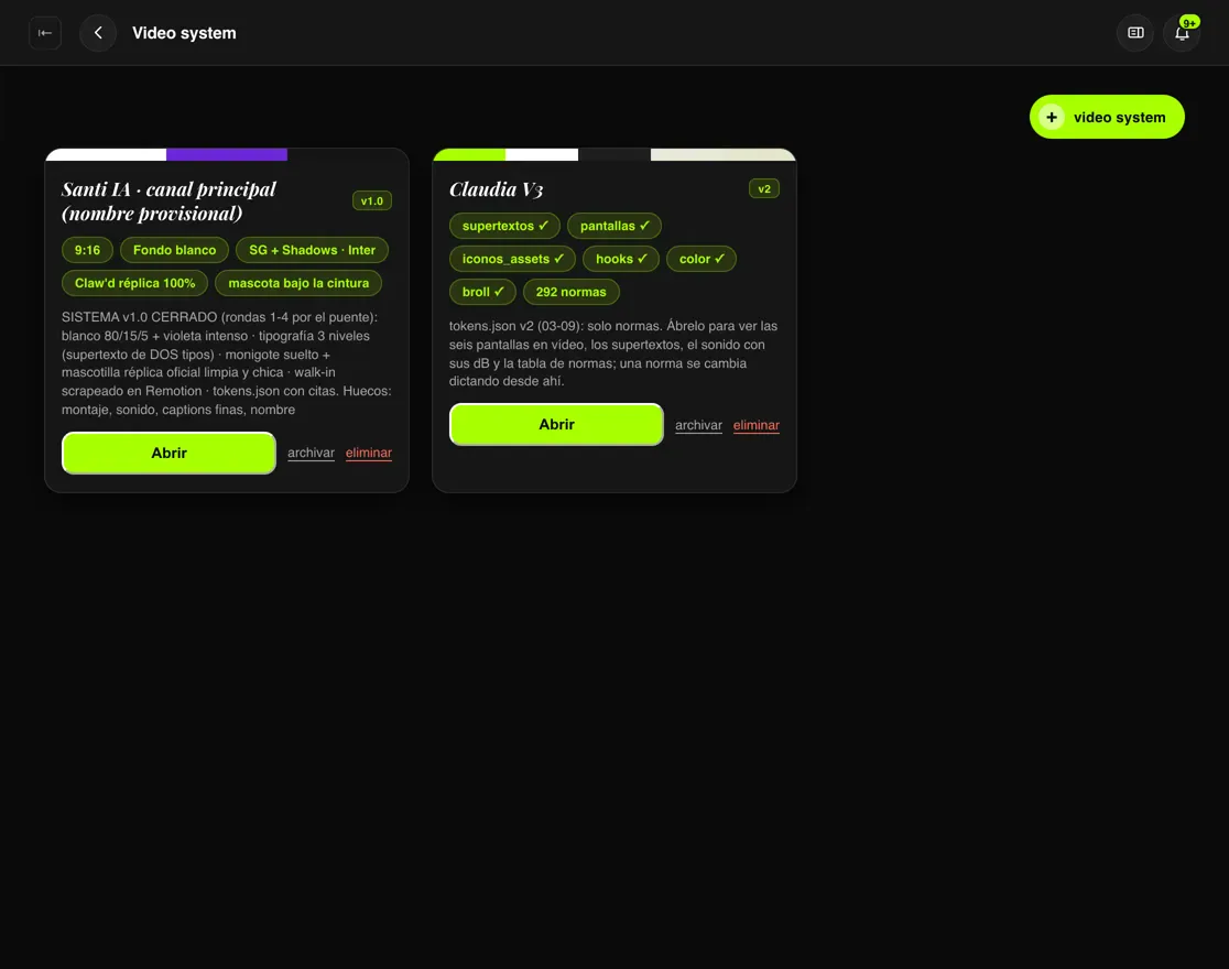 El video system del cliente dentro de la app